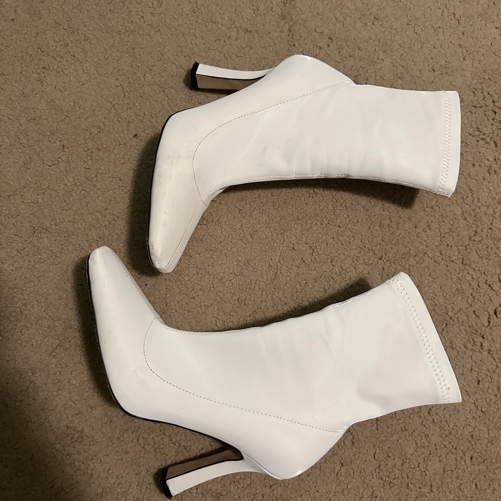 PrettyLittleThing White Heeled Boots